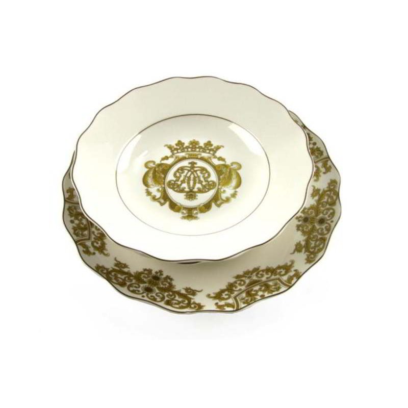 Service de plats 18 PCS Porcelaine blanche avec décoration dorée - Royal Family Sheffield -