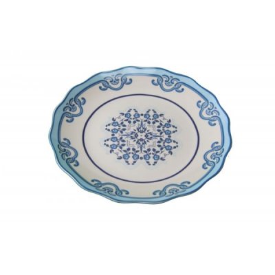 Service de 18 pièces Plats en céramique - Collection positano blanc et décorations bleues -