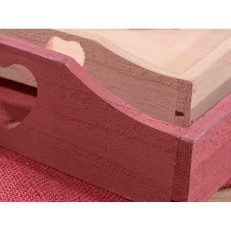 Set mit 3 Holztabletts mit herzförmigem Griff – Romantischer Chic-Stil –