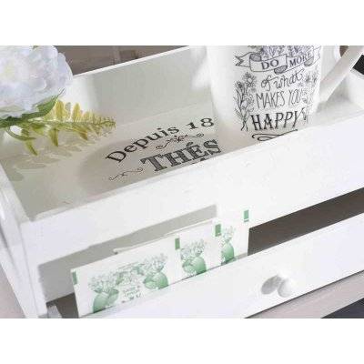 Wooden Tray With Tea / Spice Drawer - Shabby Chic Style -  - 