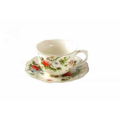 Porcelain Tea Cup Service Set 6 Pieces - New Spring Rose - Provençal / Shabby Style -