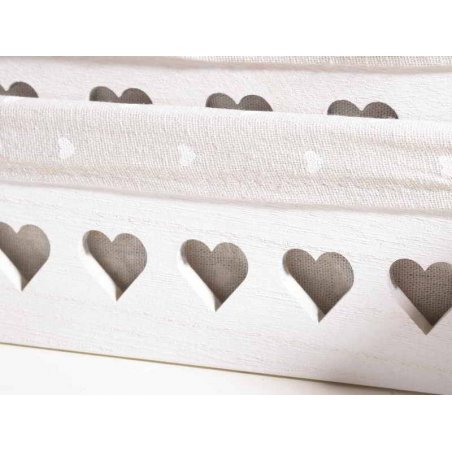 White Wooden Baskets with Hearts Decoration - Set of 3 Pieces -  - 