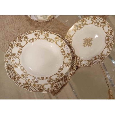 Plates Set 18 Pcs - Fine Bone Porcelain - Gold Decoration - Royal Family Sheffield -