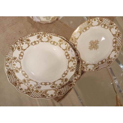 Plates Set 18 Pcs - Fine Bone Porcelain - Golden Decoration - Royal Family Sheffield -  - 