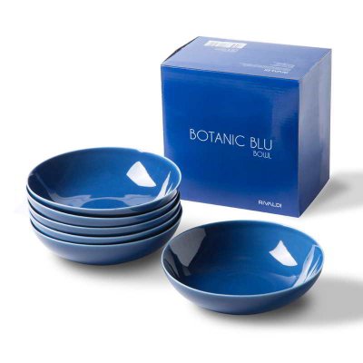 Colored Plates: Porcelain Soup Plates - Blue - 6 Piece Service - Rivaldi -  - 8056364164058