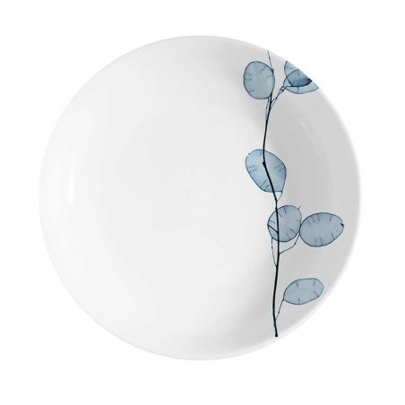 Ensemble de 6 assiettes à soupe en porcelaine - Collection Bleu Botanique - Rivaldi - 