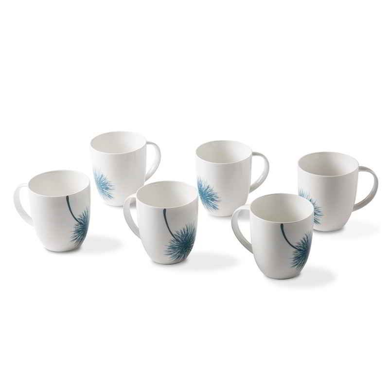 Servizio 6 Tazze Mug in Porcellana - Collezione Botanic Blue - Rivaldi - 