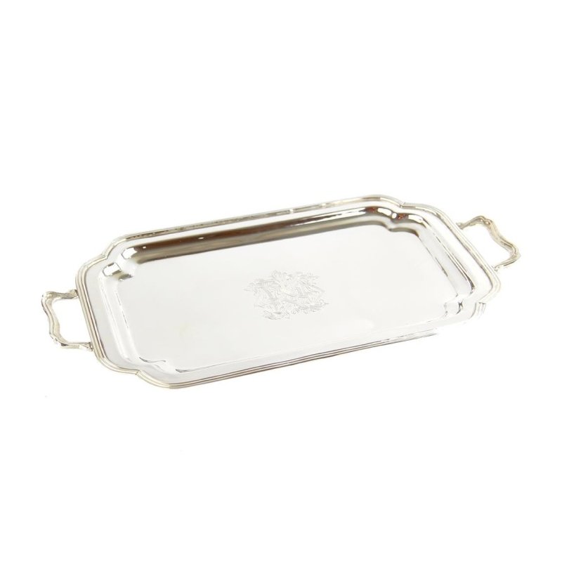 Rectangular tray with two handles in Sheffield Silver -  - 