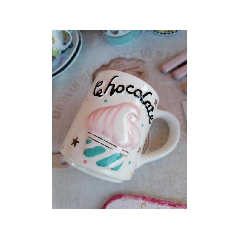 Cupcake Mug - Ceramic - Relief decoration and white gold details -  - 