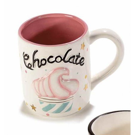 Cupcake Mug - Céramique - Décoration en relief et détails en or blanc - 