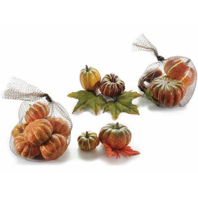 Zucche Realistiche Decorative n. 2 Sacchetti Colore Arancio - 