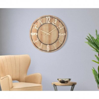 Wood Wall Clock Cm Ø 60X5 Glam -  - 8024609347221