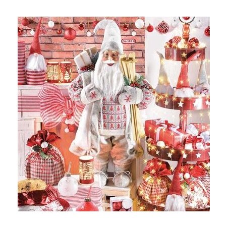 Babbo Natale Decorativo Grande con Abito Bianco - 50x28x110 - 
