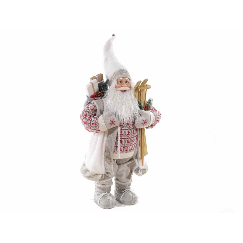 Babbo Natale Decorativo Grande con Abito Bianco - 50x28x110 - 