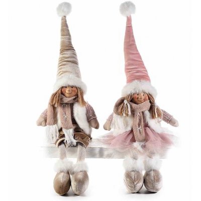 Weihnachtspuppen - 2 Stück Set - Beige und Pink Farbe - 