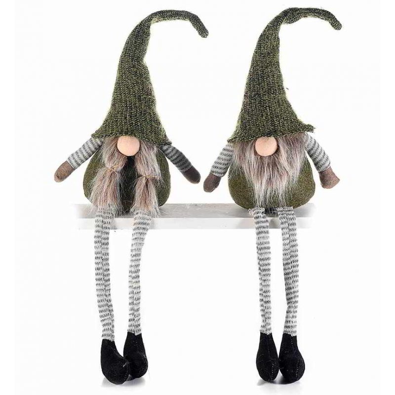 Gnomi Natalizi Set 2 Pezzi Con Abito Colore Verde -  Gnomi Natalizi Set 2 Pezzi Con Abito Colore Verde -