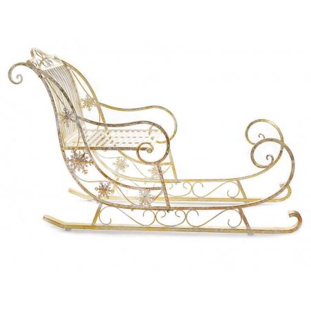 Traîneau décoratif du Père Noël en métal doré -