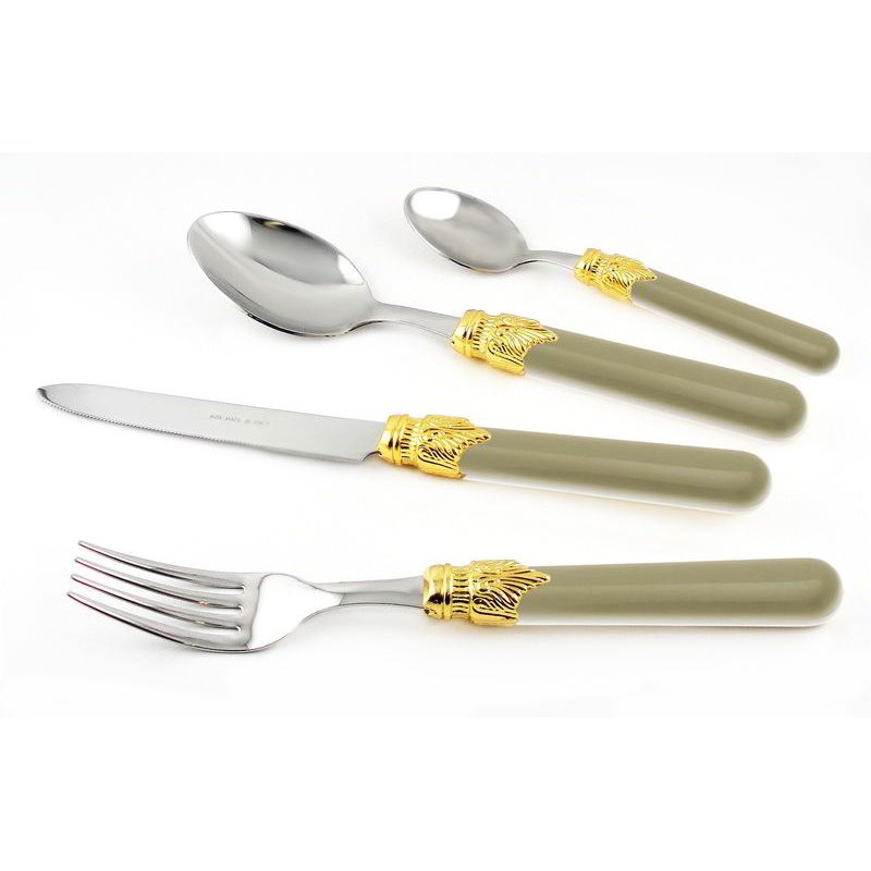 Salvia Cutlery - 18/10 Stainless Steel - Classic set 24 Pcs - PVD Golden Ring -  - 