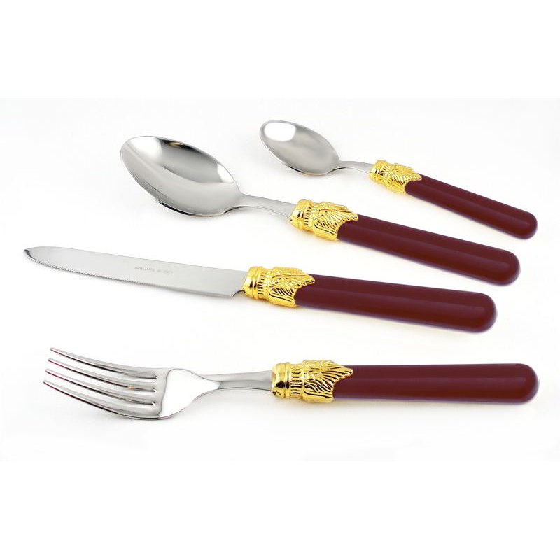 Bordeaux Cutlery - 18/10 Stainless Steel - Classic set 24 Pcs - Golden PVD ring -  - 