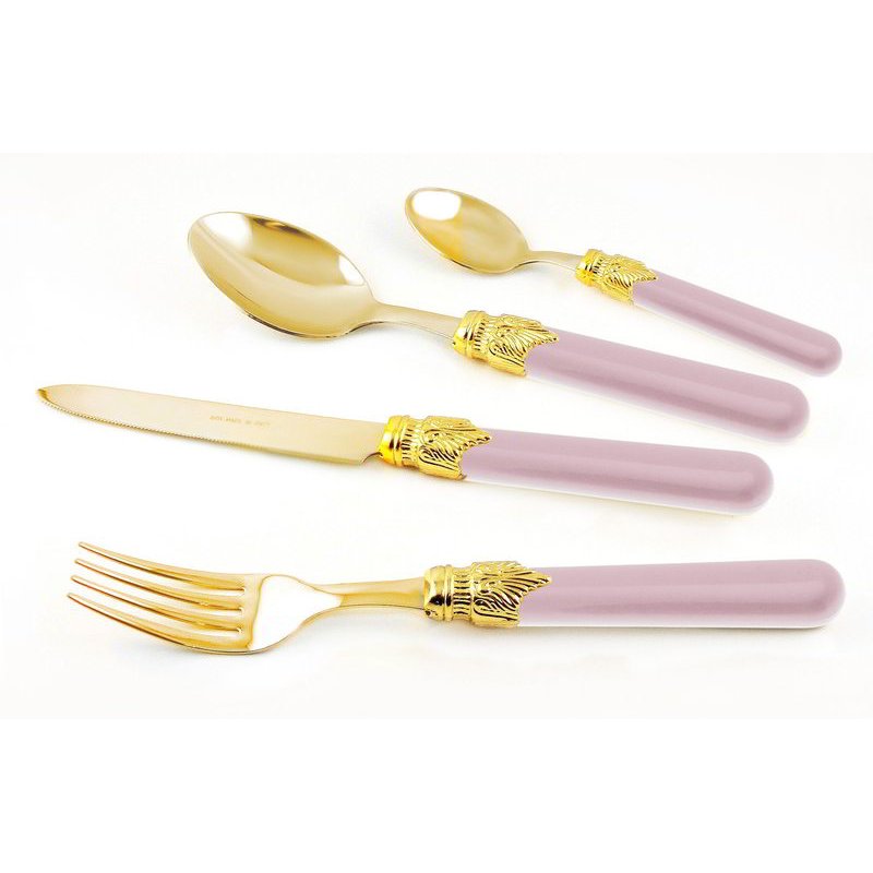 Pvd Gold Cutlery - Rivadossi Sandro - Classic set 24 pcs - Pink -