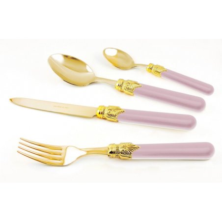 Pvd Gold Cutlery - Rivadossi Sandro - Classic set 24 pcs - Pink -