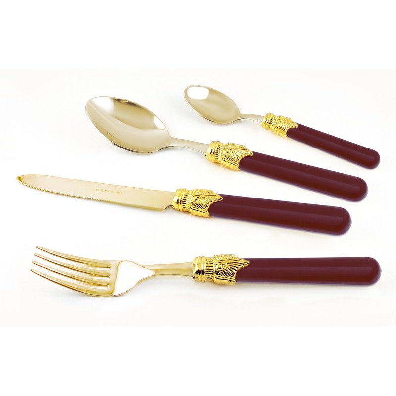 Bordeaux Goldenes PVD-Besteck - Rivadossi Sandro - Klassisches Set 24-teilig - Bordeaux Goldenes PVD-Besteck - Rivadossi Sandro - Klassisches Set 24-teilig -