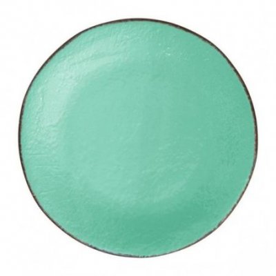 Fruit Plate cm 20 in Ceramic - Set 6 Pcs - Tiffany Green Water Color - Preta - 