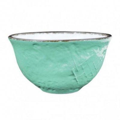 Ceramic Bowl / Bolo Cereals - Set 6 pcs - Tiffany Green Water Color - Preta - 