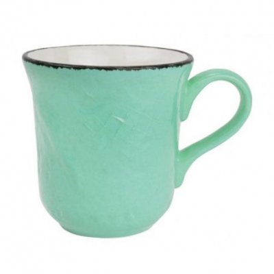 Mug 53 Cl in Ceramic - Set 4 Pcs - Tiffany Green Water Color - Preta - 