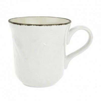 Mug 53 Cl in Ceramic - Set 4pcs - Milk White Color - Preta - 