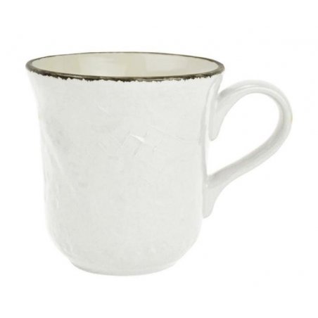 Mug Céramique 53 Cl - Set 4 pcs - Couleur Blanc Lait - Preta - 