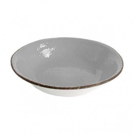 Ceramic Soup Plate cm 21 - Set 6 pcs - Gray Color - Preta - 