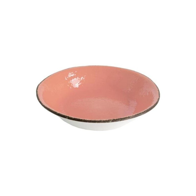 Assiette creuse cm 21 en céramique - Set 6 pcs - Couleur rose poudré - Preta - 
