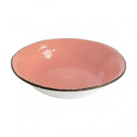 Assiette creuse cm 21 en céramique - Set 6 pcs - Couleur rose poudré - Preta - 