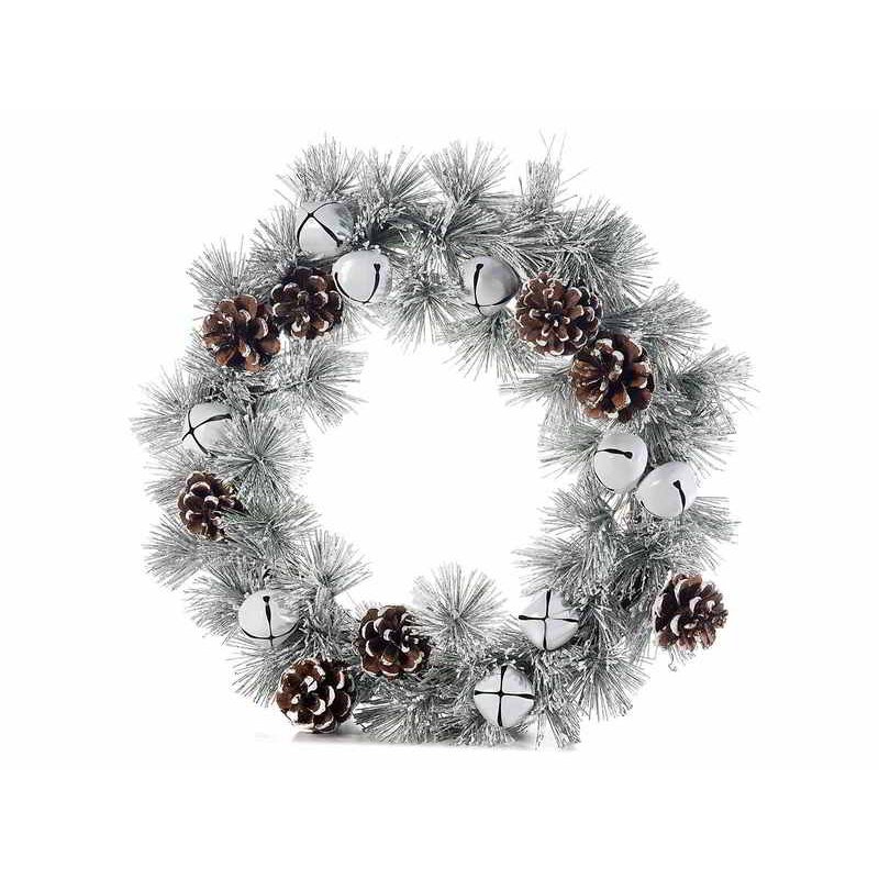 Christmas Wreath with Pine Cones, Balls and Bells -  - 