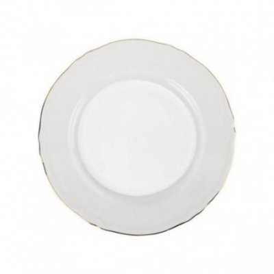 Set 6 Pcs Assiette Plate en Porcelaine avec Bord Doré - Venezia Gold - 26,5 cm - 