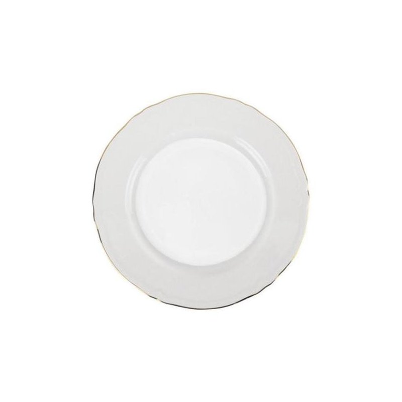 Set 6 Pcs Assiette Plate en Porcelaine avec Bord Doré - Venezia Gold - 26,5 cm - 