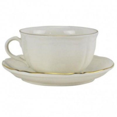 Ensemble de 6 tasses à thé et soucoupes - porcelaine avec bord doré cl18 - 