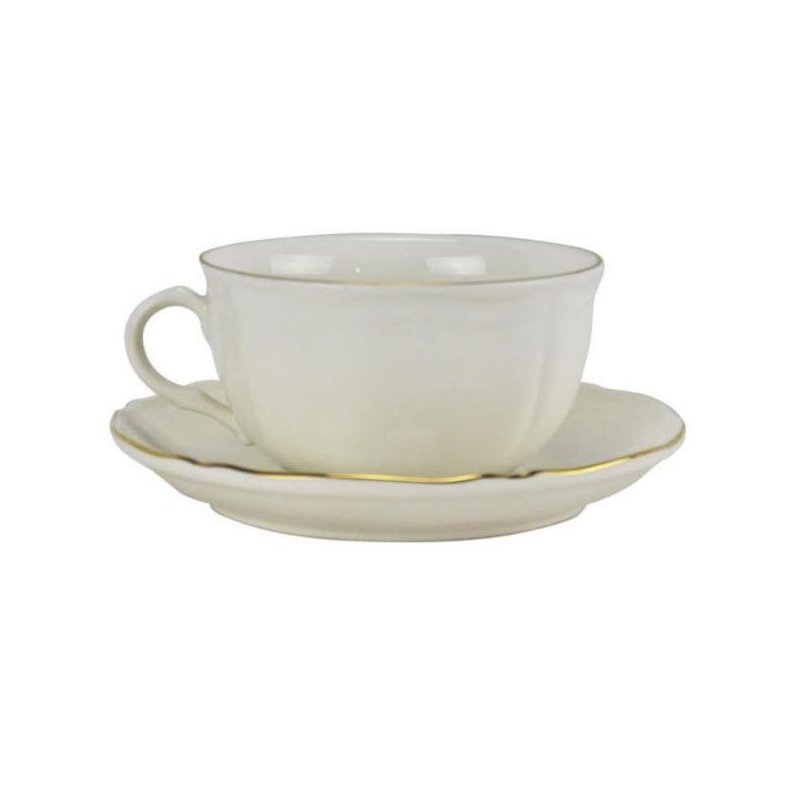 Set of 6 tea cups and saucers - porcelain with gold edge cl18 -  - 
