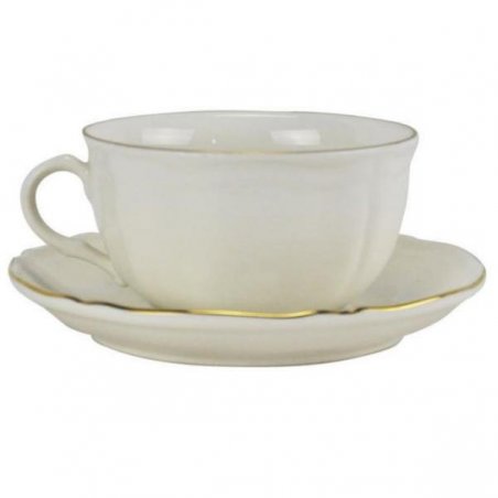 Set of 6 tea cups and saucers - porcelain with gold edge cl18 -  - 