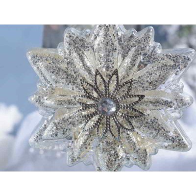 Christmas Decorations Snowflake in Glass and Glitter - Set 6 Pieces -  - 