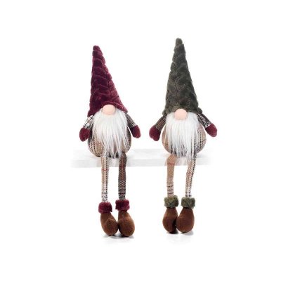 Weihnachtszwerge lange Beine schottisches Kleid und Plüschhut Set 2 Stk - 