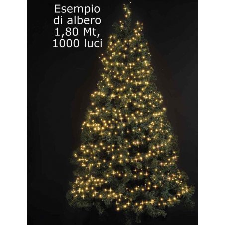 Lumières de Noël Fil de 1000 Lumières Led Blanc Chaud Câble Vert Mt 25 - 