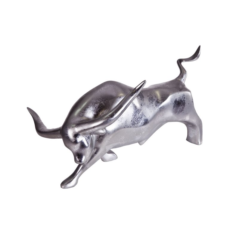 Bull ornament  in Resin Silver Color 33x46x28 cm- Mauro Ferretti -  - 8024609055188