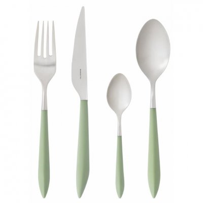 Colored Cutlery Satin Steel Ares - Light Green - Casa Bugatti -  - 8020178290012