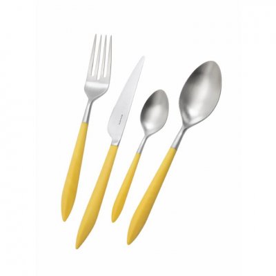 Ares Colored Cutlery Satin Steel - Yellow - Casa Bugatti -  - 8020178144650
