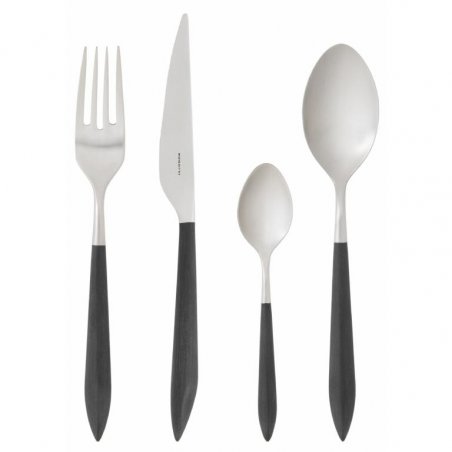 Couverts Colorés Ares Acier Satiné - Noir - Casa Bugatti - 