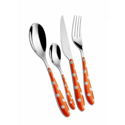 Casa Bugatti Polka Dot Cutlery Set 24 Pieces - Orange -  - 8020178851862
