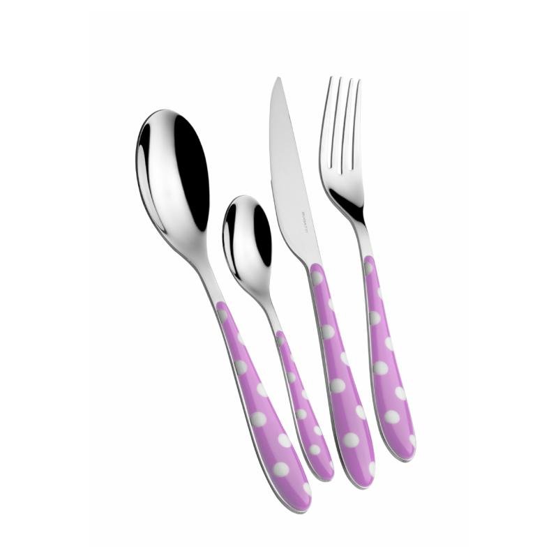 Colored Cutlery Polka dots Casa Bugatti Set 24 Pieces - Lilac -  - 8020178851459