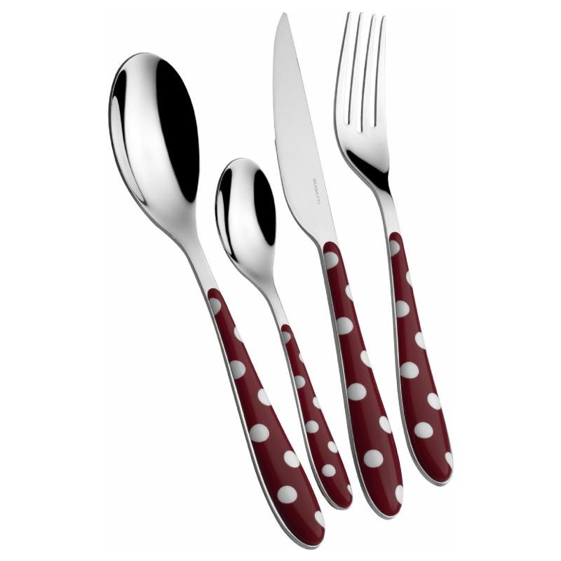 Colored Cutlery Polka dots Casa Bugatti Set 24 Pieces - Garnet Red -  - 8020178919289